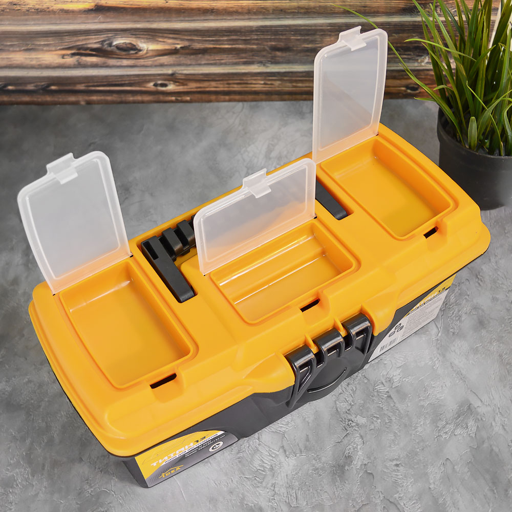 Ящик для инструментов "Титан" 13" с секциями, черный с желтым, 324*165*137мм