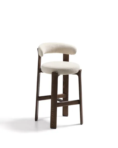 Барный стул Granite 75 см, бежевый шенилл, массив ясеня цвете орех