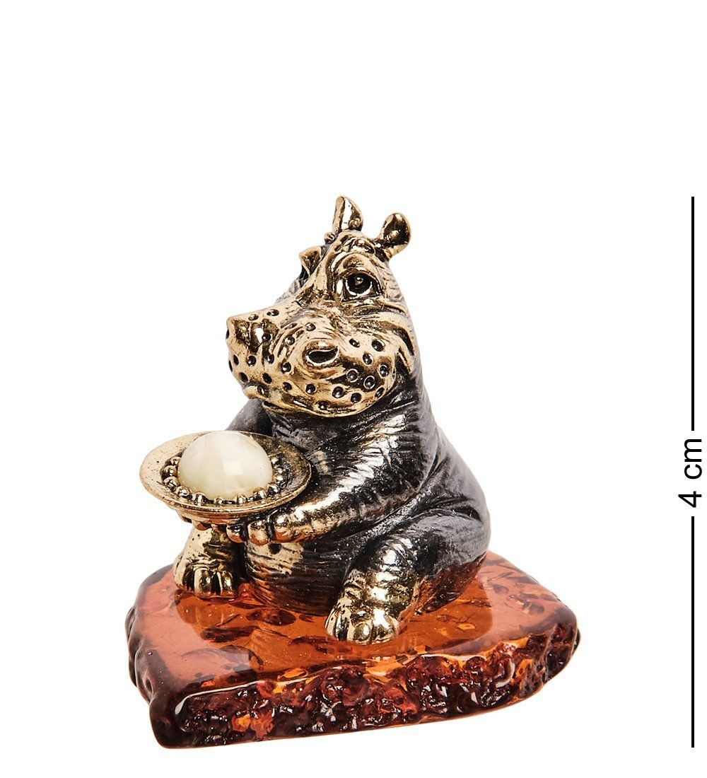 Народные промыслы AM-2815 Фигурка «Бегемот праздник» (латунь, янтарь)