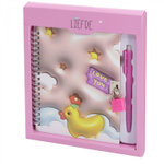 Блокнот в футляре, 18 см * 22 см, гребень, Alingar, мат.ламин, эффект 3D, ручка, замочек, диз. блок, линия, 45 л., "Утенок"