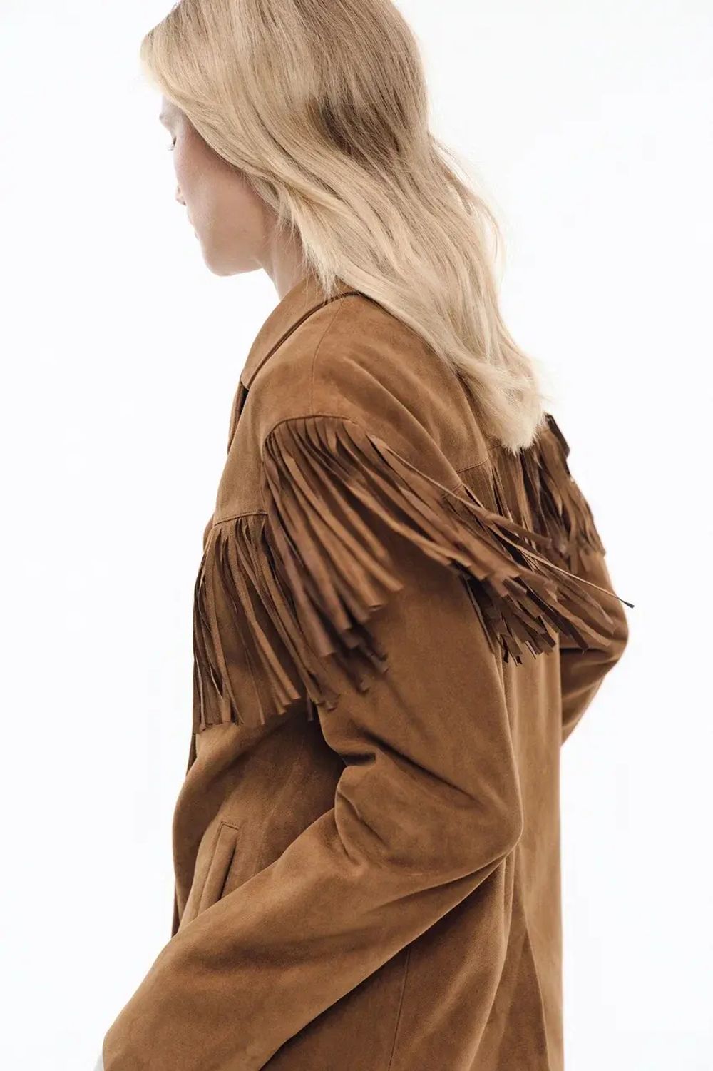 Жакет из замши c бахромой ((This is Texas)), кэмел