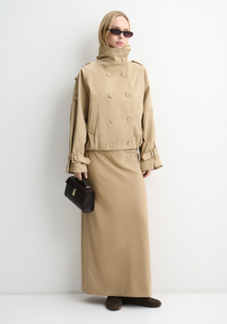 Тренч укороченный песочный