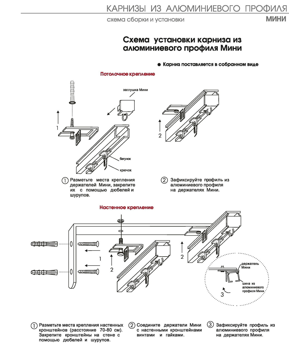 Карниз профильный алюминиевый однорядный "Мини", цвет черный/зеленый