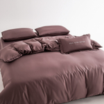 КПБ Однотонный Сатин Элитный на резинке OCER007, 2 спальный, 4 наволочки, простынь 140*200*30