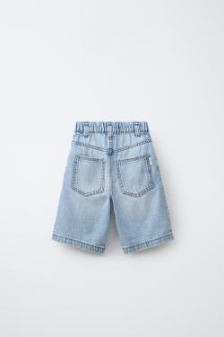 ZARA ДЖИНСОВЫЕ ШОРТЫ BAGGY, СИНИЙ