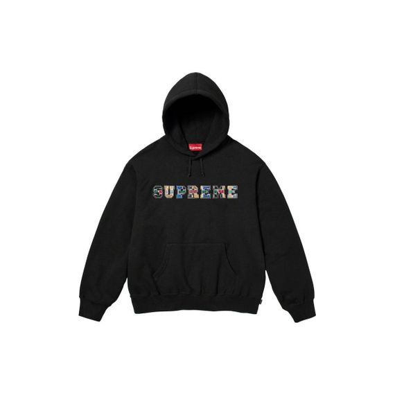 Supreme FW23 WEEK4 COLLEGIATE PATCHWORK LEATHER HOODED SWEATSHIRT Logo