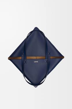 Loewe Сумка-тоут XL Puzzle Fold из блестящей телячьей кожи, темно-синий
