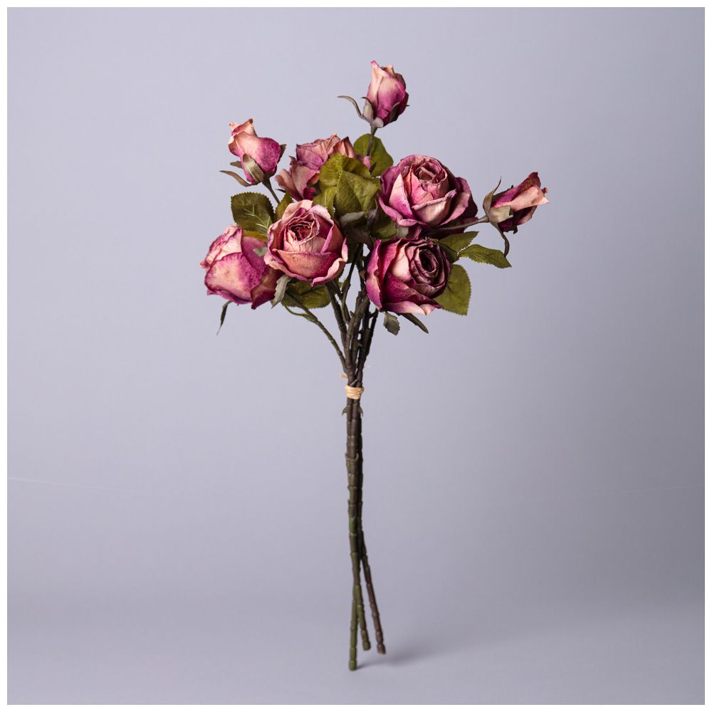 БУКЕТ ИЗ ИСКУССТВЕННЫХ РОЗ ДЛИНА=53СМ,ЦВЕТ РОЗОВО-ОРАНЖЕВЫЙ МАЛ.УП.=12ШТ