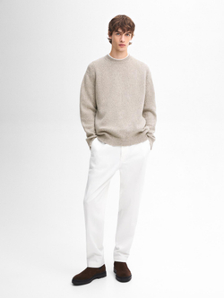 Massimo Dutti СВИТЕР ИЗ СМЕСОВОЙ ШЕРСТИ С КРУГЛЫМ ВЫРЕЗОМ, КОРИЧНЕВЫЙ