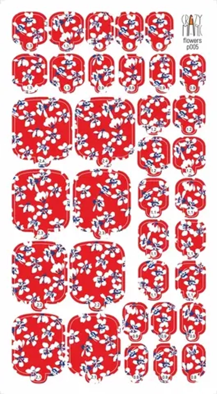 Пленка для педикюра Crazy Manic flowers p005