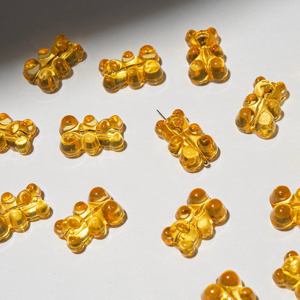 Подвеска "Мармеладный медвежонок", 18,5*12мм, оранжевый акрил