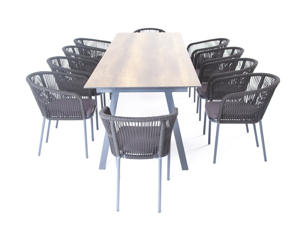 "Куба" обеденная группа на 10 персон, стол HPL "дуб", круглый роуп