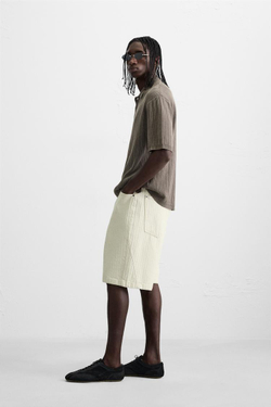 ZARA ПОЛО ИЗ ТРИКОТАЖА С ЭФФЕКТОМ СТИРКИ, ШОКОЛАДНЫЙ