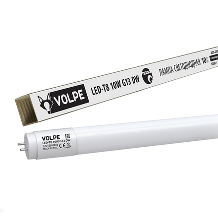 LED-T8-10W-DW-G13-FR-FIX-N Лампа светодиодная. матовый рассеиватель. Дневной свет. Цоколь G13 неповоротный. ТМ Volpe.