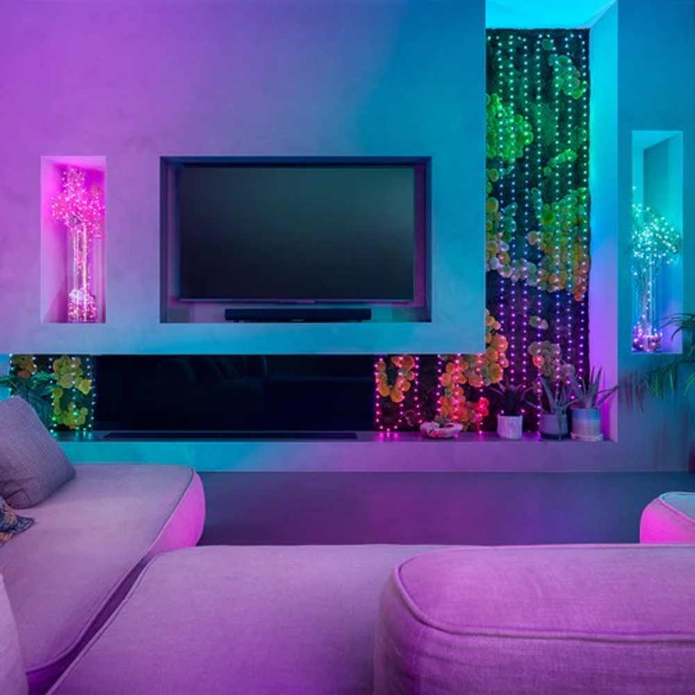 Гирлянда Twinkly Candies Hearts 100 диодов, в форме сердца, RGB, расстояние между лампами 6 см, прозрачный провод, BT+WiFi, IP20, питание от USB-C