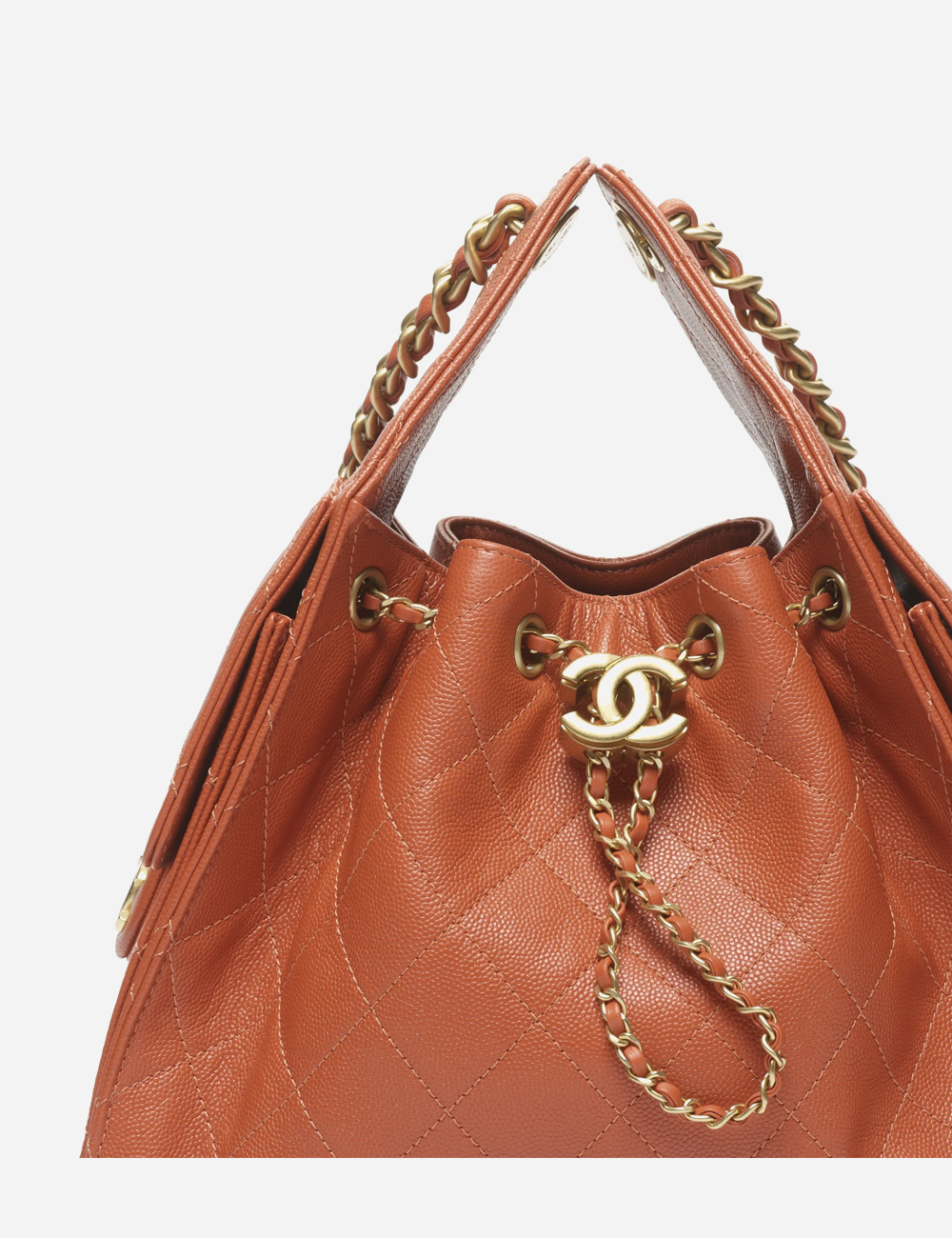 Сумка Chanel 25 Small Handbag Grained Calfskin & Gold-Tone Metal "Dark Orange"