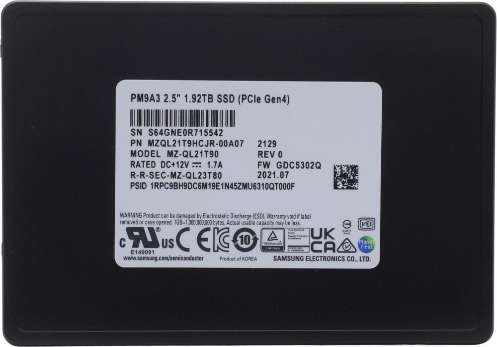SSD Samsung MZQL21T9HCJR-00A07 1920 ГБ SSD Samsung MZQL21T9HCJR-00A07 1920 ГБ