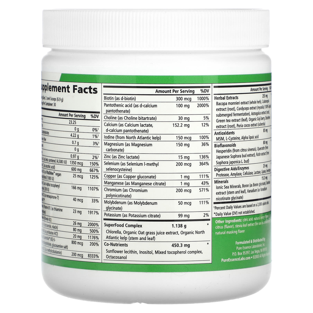 Pure Essence, Порошок LifeEssence, со вкусом лимона и лайма, 207 г