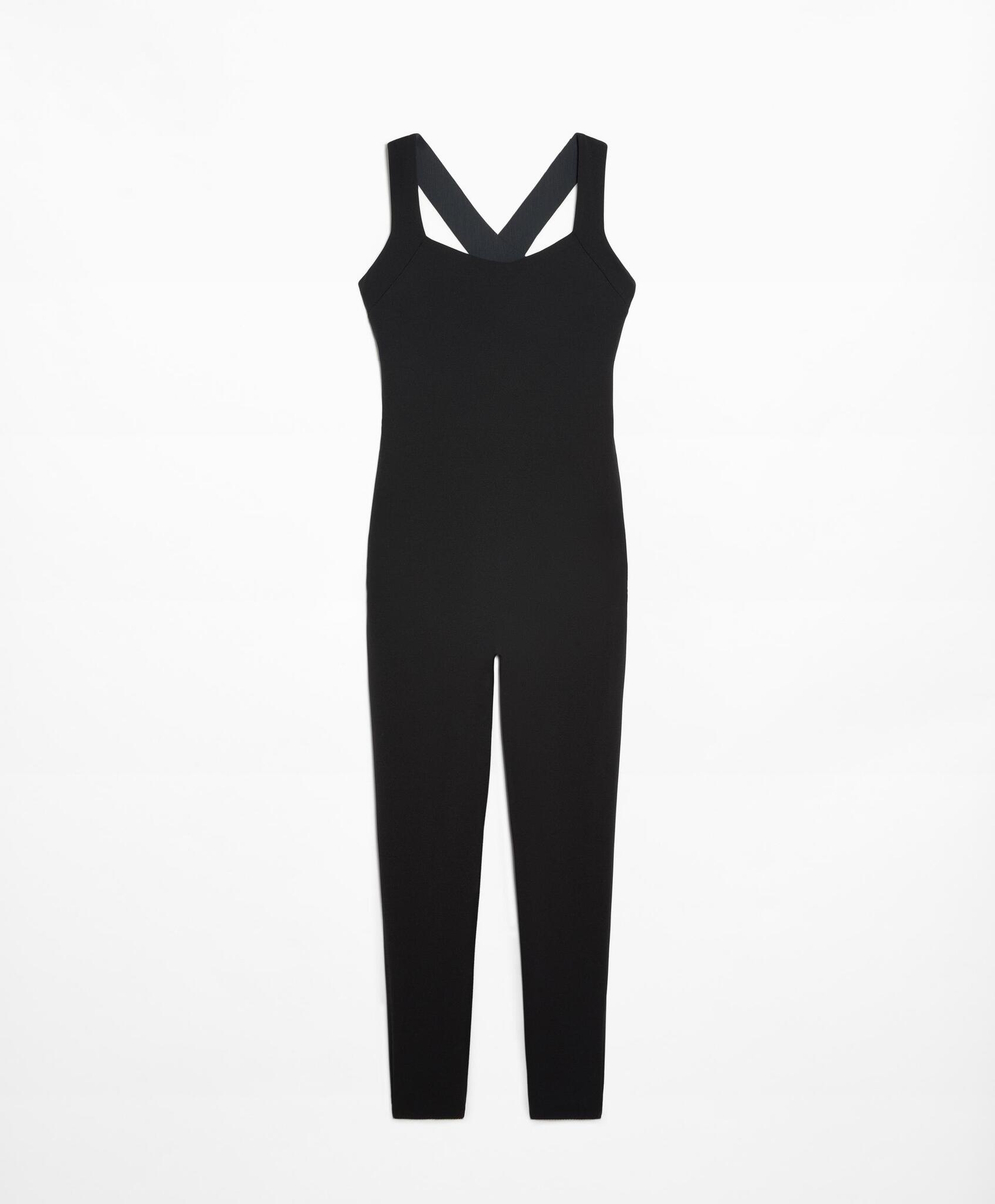 Oysho Компрессионный комбинезон Compressive с перекрестными бретелями, черный