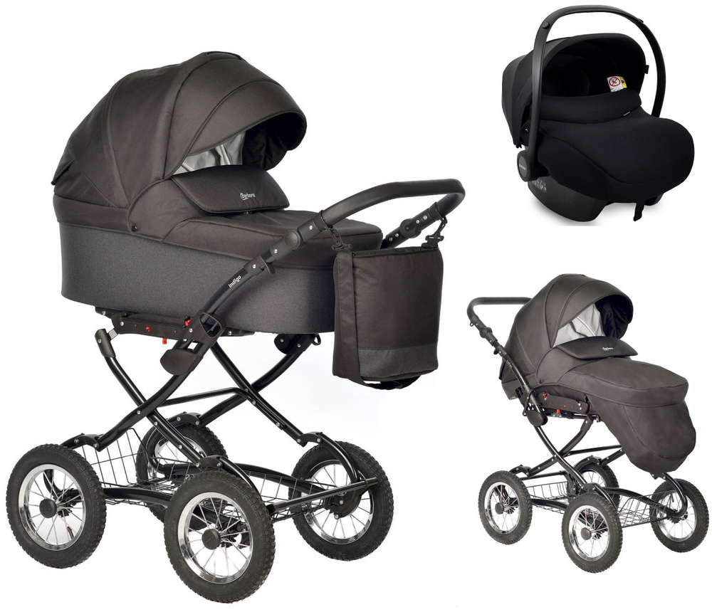 Детская коляска Indigo Barbara 21 Classic 3 в 1 с автокреслом Avionaut Cosmo Ba06 черный