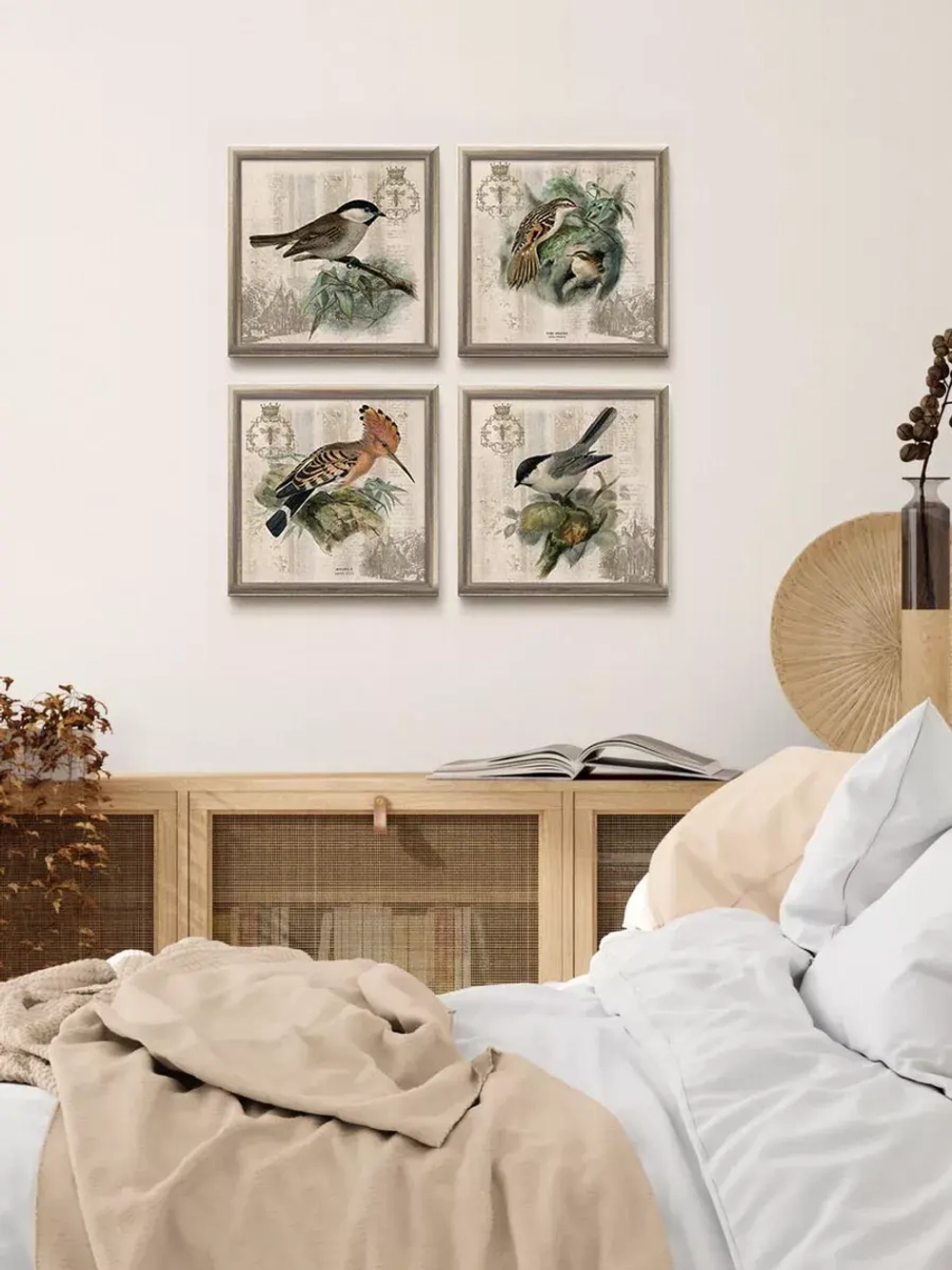 Картины на стену интерьерная на холсте 4 шт, 23*23 см