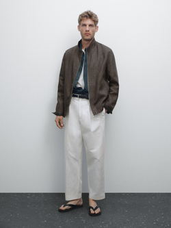 Massimo Dutti Брюки-баллоны с двойными вытачками, кремовый