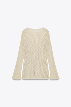 ZARA ТОП-ТУНИКА С МЕТАЛЛИЗИРОВАННОЙ НИТЬЮ, ЗОЛОТИСТЫЙ