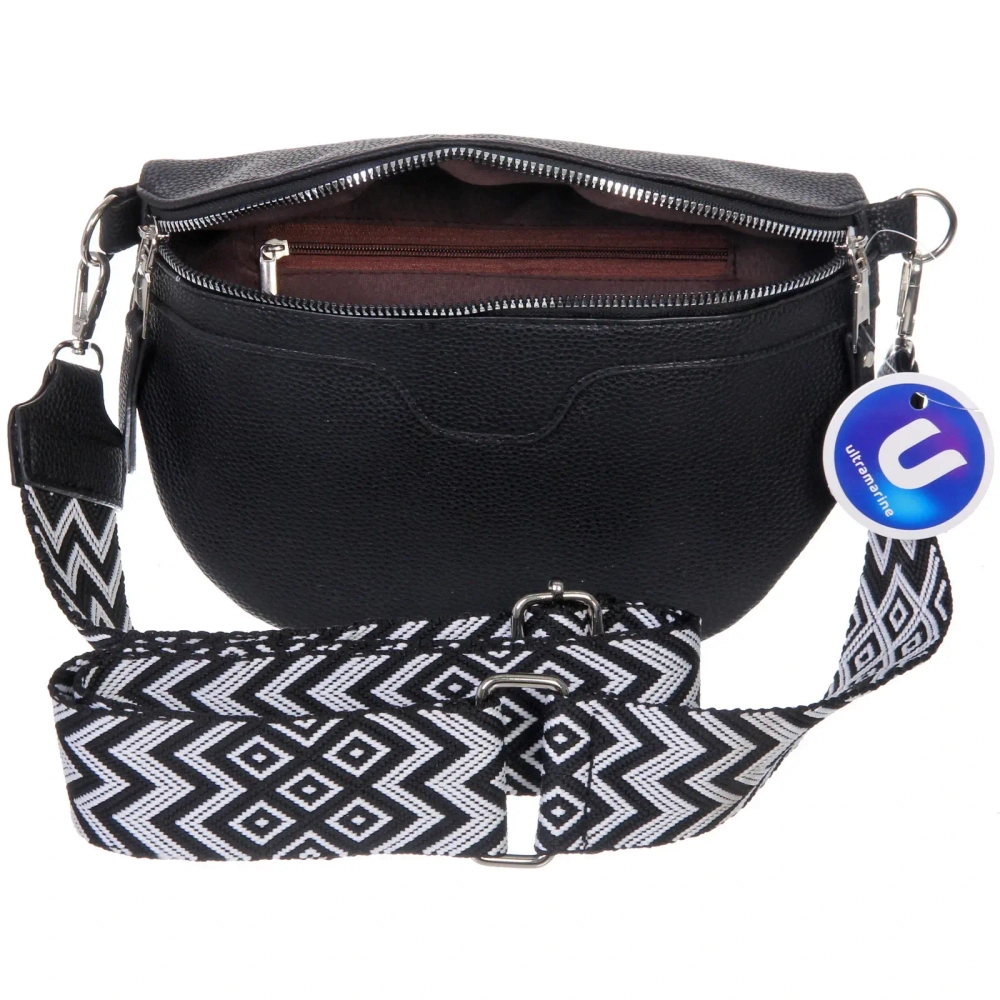 Сумка женская через плечо «ИМАНИ», цвет черный, три кармана, 24*19*7*5см (лейбл Ultramarine)