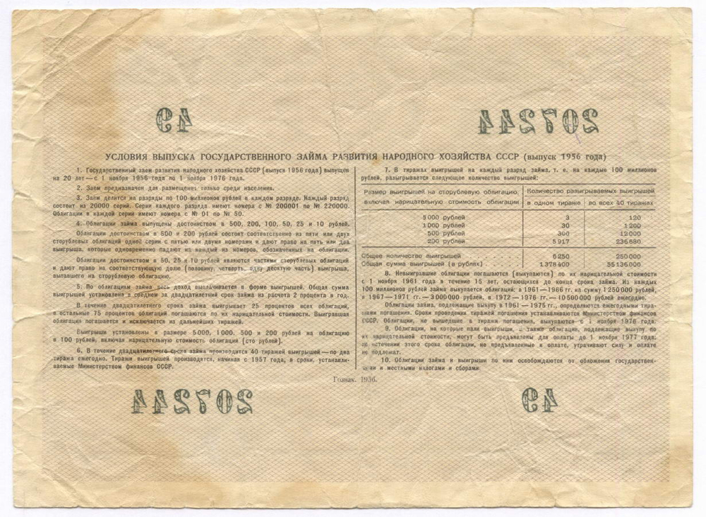 Облигации 100 рублей 1956 год. 6 штук