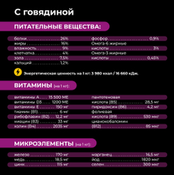 Корм сухой для взрослых собак породы Шипперке, с говядиной, 2,5 кг, QUATTRO