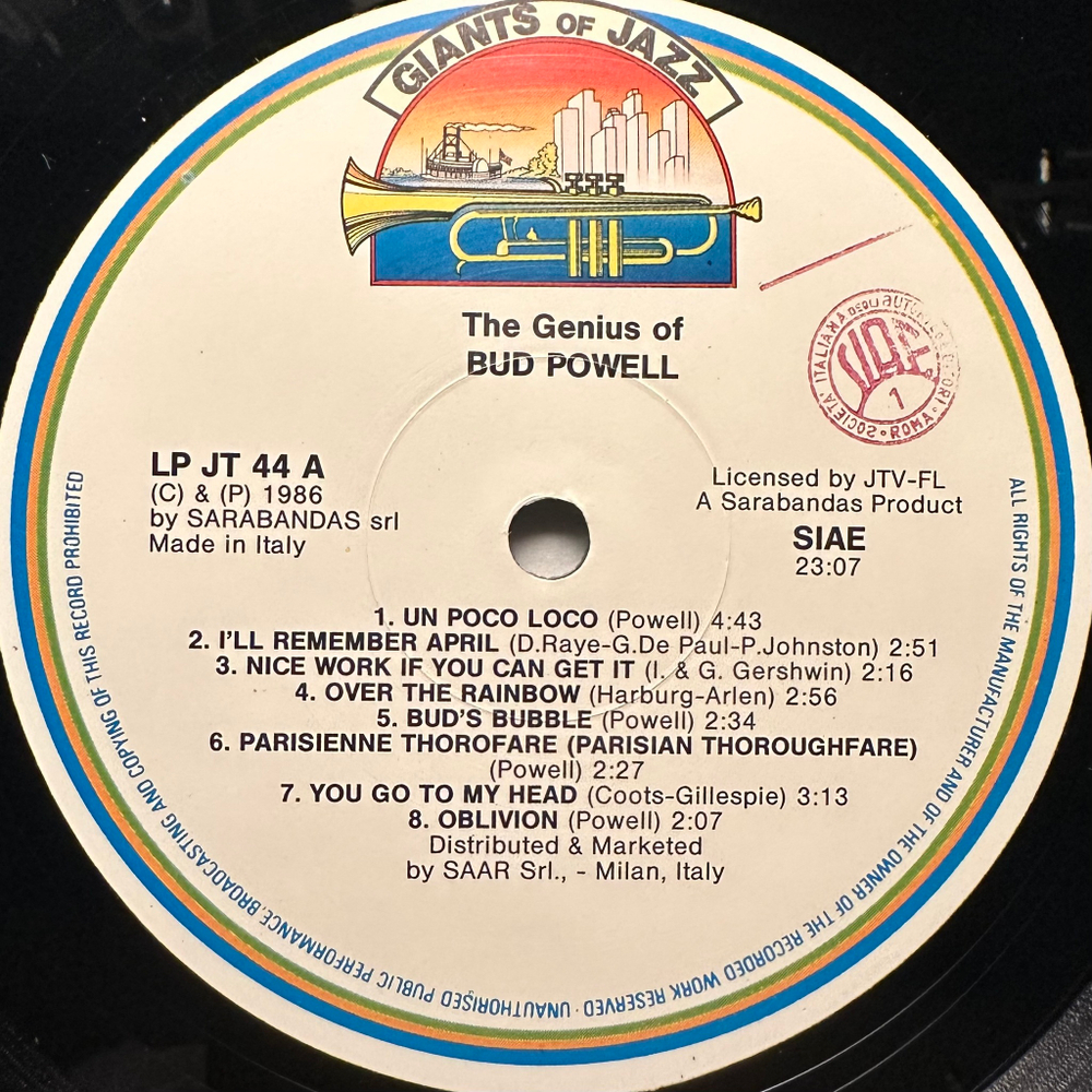 Bud Powell - The Genius Of Bud Powell (Италия 1986г.)