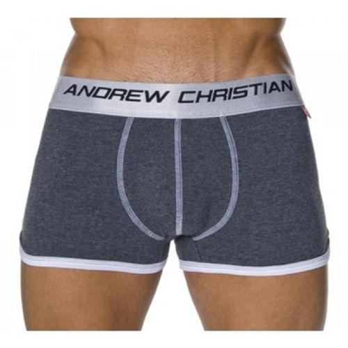 Мужские трусы боксеры серые с пуш-ап Andrew Christian Grey Shock Jock Boxer  4721