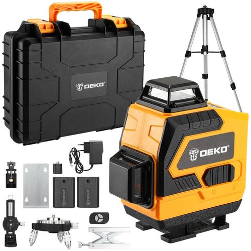 Лазерный уровень DEKO DKLL 16 самовыравнивающийся в кейсе со штативом 065-0233