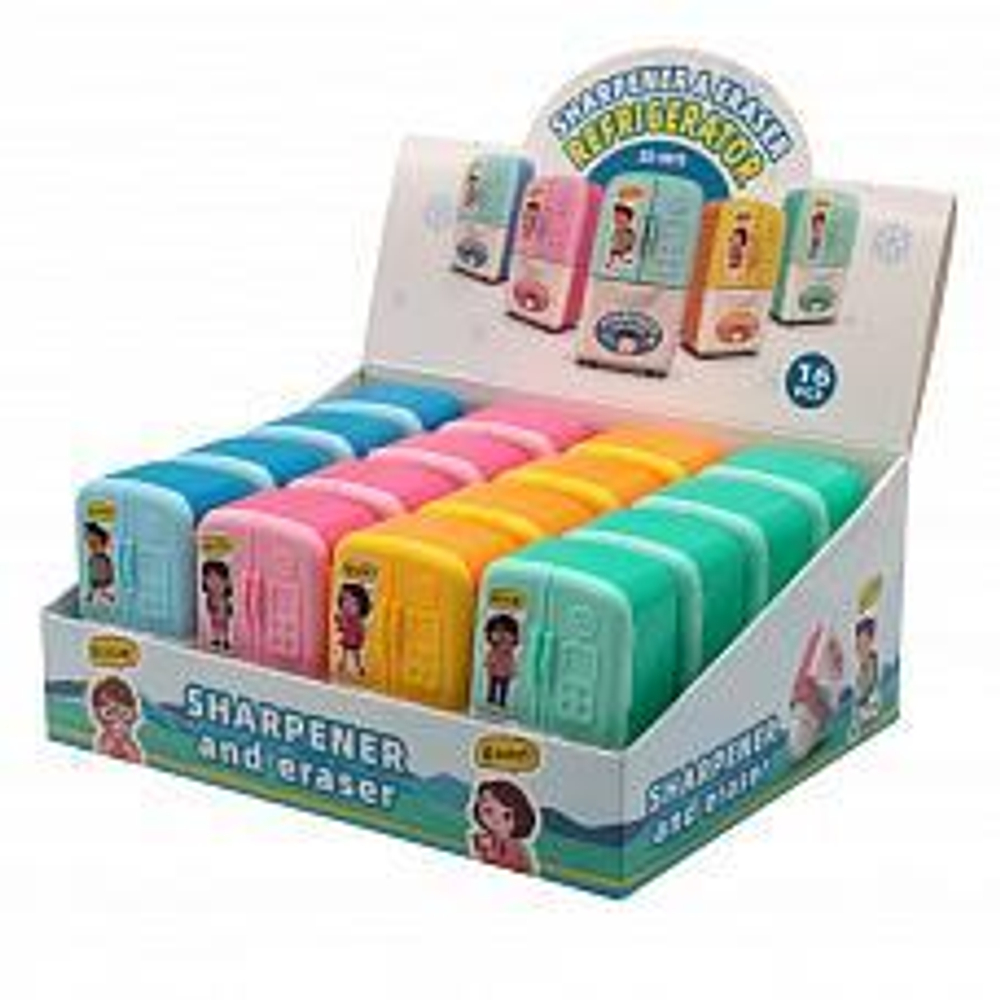 Точилка 2отв., с ластиком "Холодильник" (Центрум)