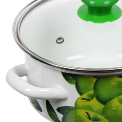 Набор эмалированной посуды 6 пр, кастрюли 1.5,2.3,5 л, Керчь, Поздние яблоки 5-1-Экстра, бел
