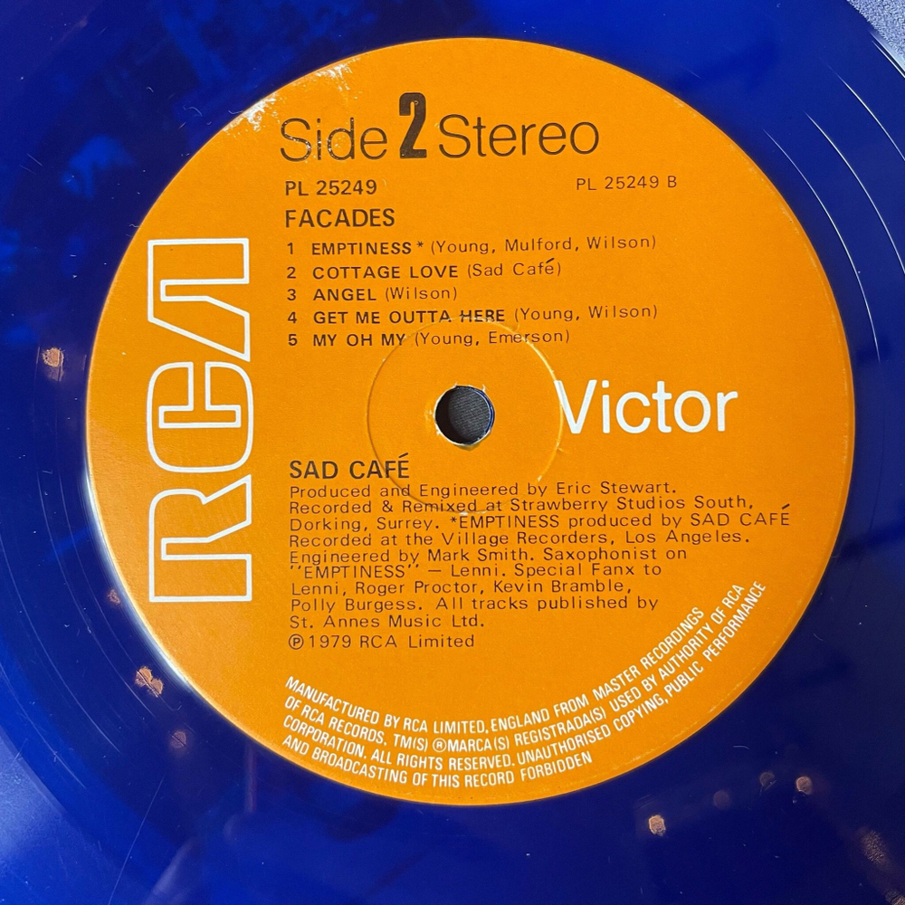 Винтажная виниловая пластинка LP Sad Cafe Facades (UK 1979) (Blue Vinyl)