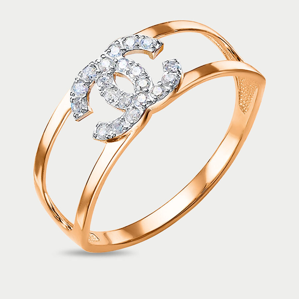 Кольцо для женщин из розового золота 585 пробы с фианитами (арт. 1104573)