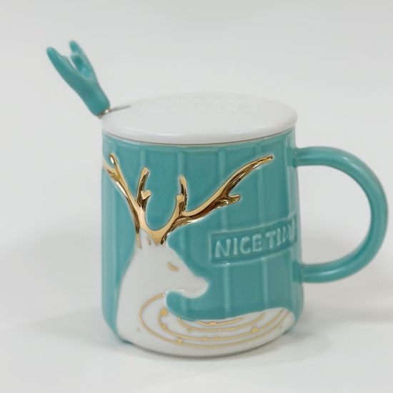 Кружка Олень с крышкой и ложкой