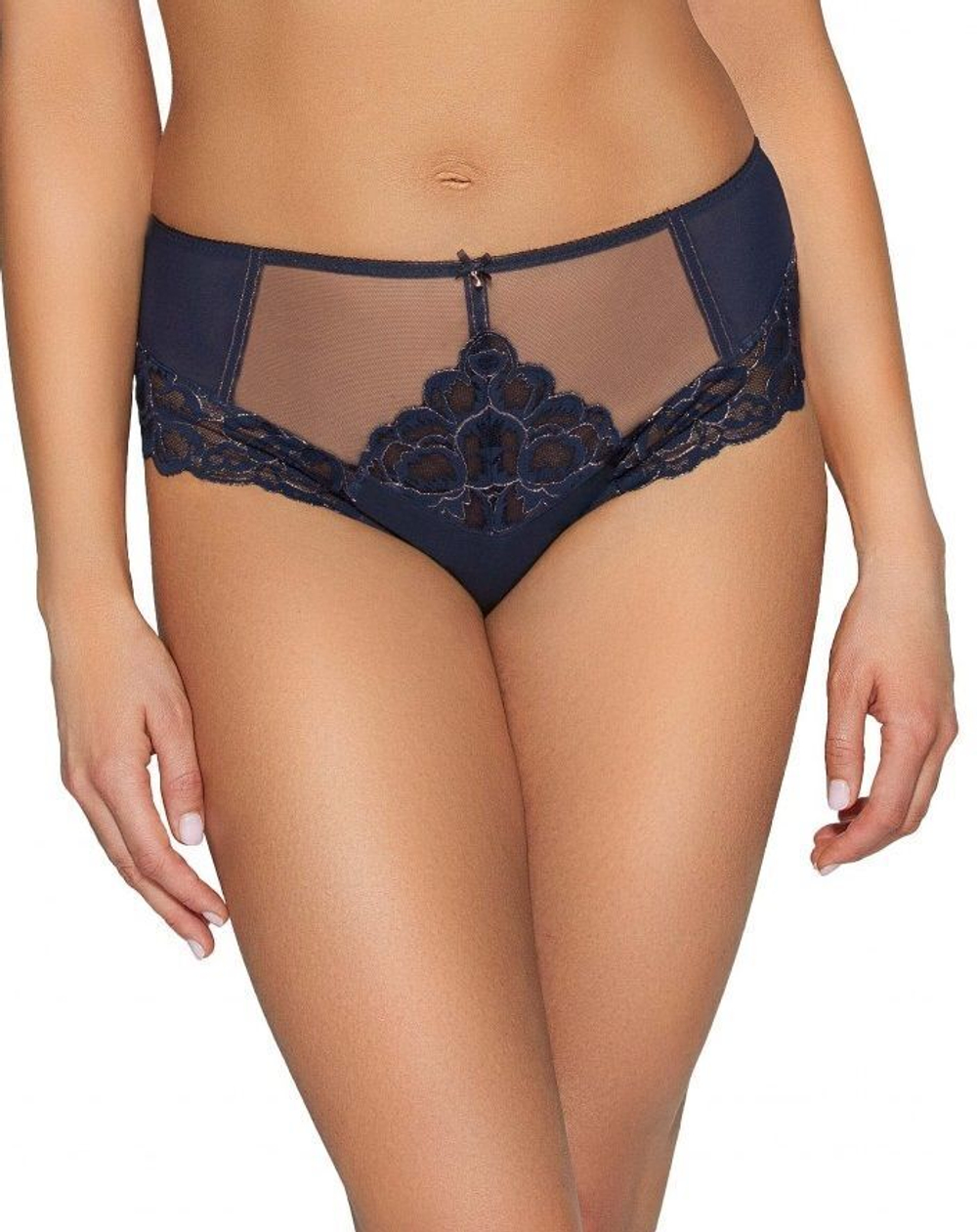 Соблазнительные трусики-бразилиана с кружевом (Размер: XL) (Цвет: какао)