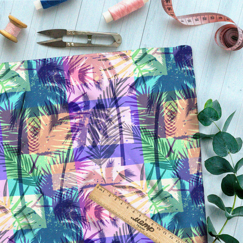 Ткань шелк Армани пальмы под квадратными фильтрами