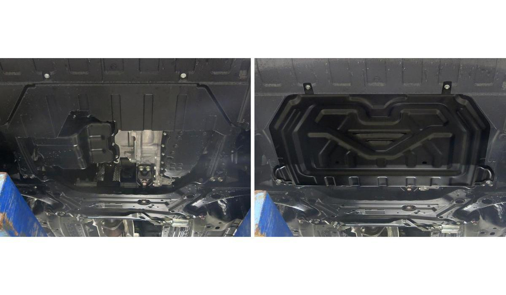 Защита картера и КПП AutoMax для Mitsubishi Outlander III (V - 2.0; 2.4; 3.0) 2012-2018/Mitsubishi Outlander III рестайлинг (V - 2.0; 2.4) 2018-н.в., сталь 1.4 мм, с крепежом, штампованная, AM.4036.1