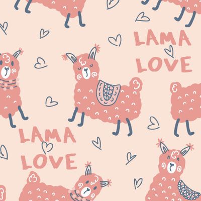 Ламы и текст LAMA LOVE на розовом