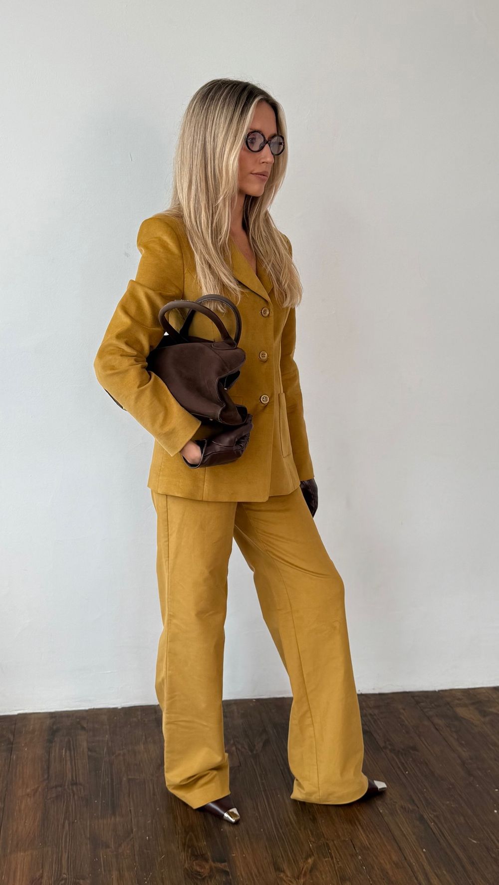 Брюки вельветовые охра