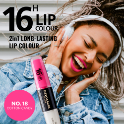 Dermacol 16H Lip Colour - Долговременная помада и блеск для губ оттенок 18 Cotton Candy, 2 ml