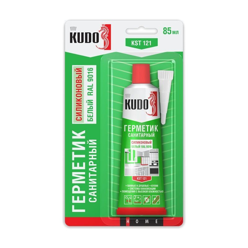 Герметик KUDO KST-121 силиконовый санитарный белый, в тюбике 85 мл новинка!