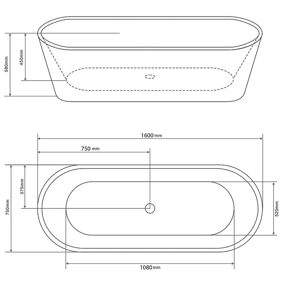 Ванна акриловая Loranto 160х75 отдельностоящая (CS-10-160)