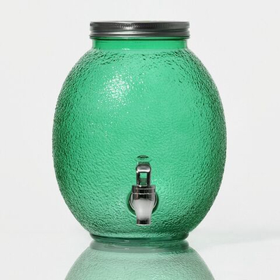 Диспенсер для напитков стеклянный «Фреш», 4 л, 21×16×24 см, цвет зелёный