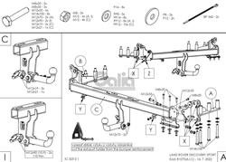Фаркоп оцинкованный для Land Rover Discovery Sport 5-местная версия (с запасным колесом в багажнике) 2019- быстросъемное крепление шара, Galia.R107C
