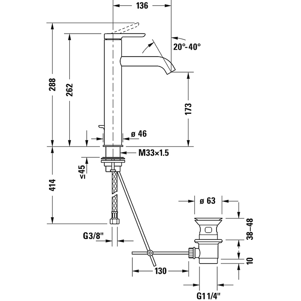 Смеситель для раковины Duravit С.1 C11030001010 Хром