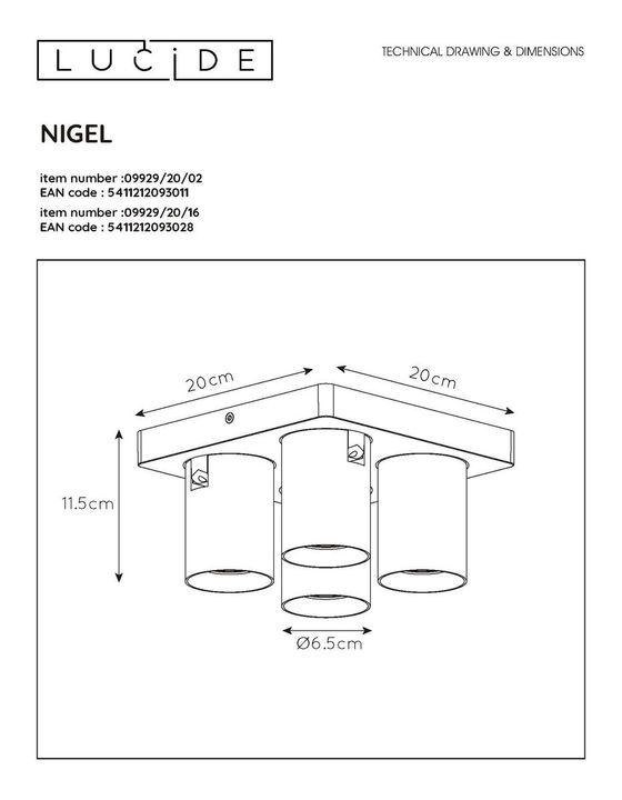 Спот Lucide Nigel 09929/20/16